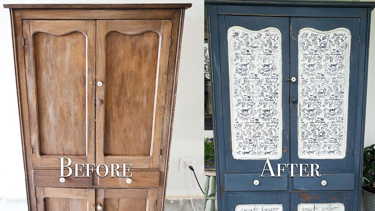 Antique Furniture Painting | Pie Safe Makeover DIY With Stencils + Milk Paint