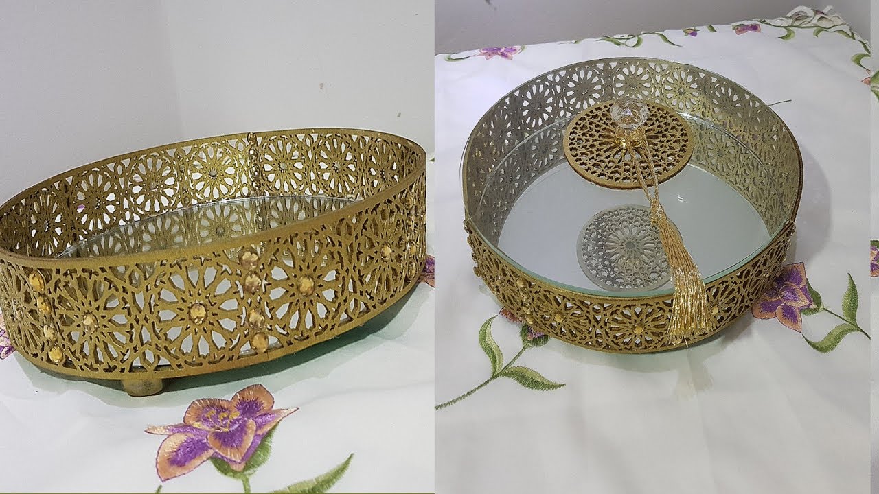 صنع بلاطو أو صينية دائرية بطريقة سهلةتستعمل لتقديم الشاي والحلوى /DIY
