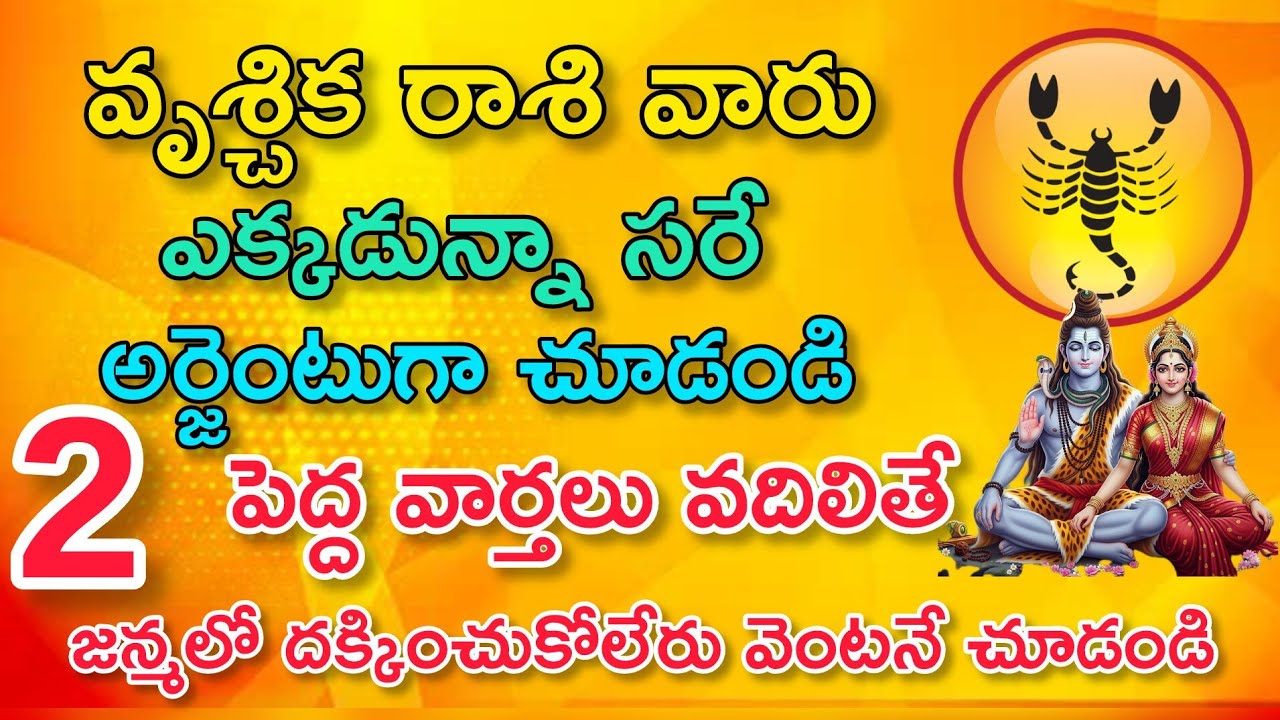 వృచ్చిక రాశి వారు ఎక్కడున్నా సరే అర్జెంటుగా చూడండి 2 పెద్ద శుభవార్తలు|Vruchika Rasi| వృశ్చిక రాశి 