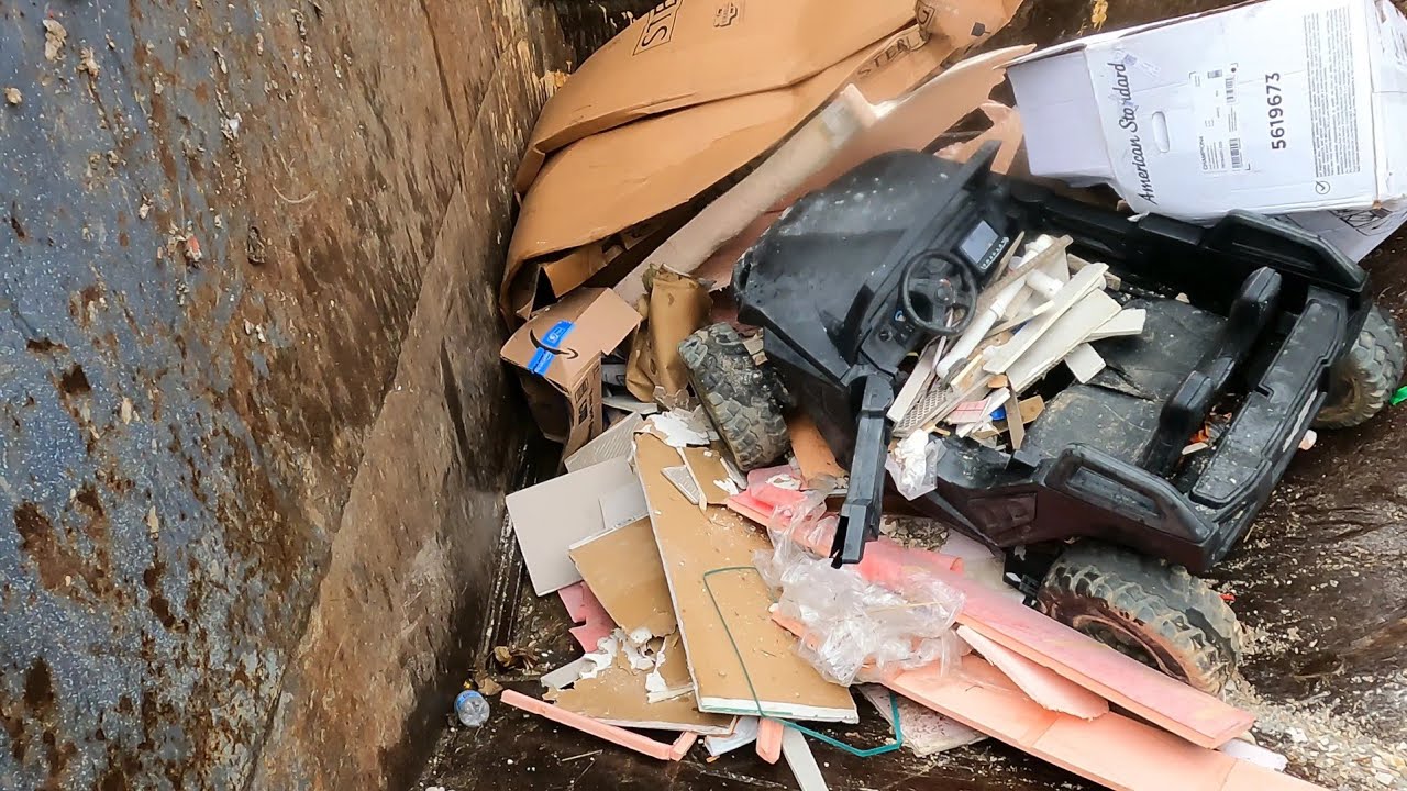 Compactor CRUSHES Toy Jeep, Mattresses, Couch & Wood! | Satisfying Garbage ASMR