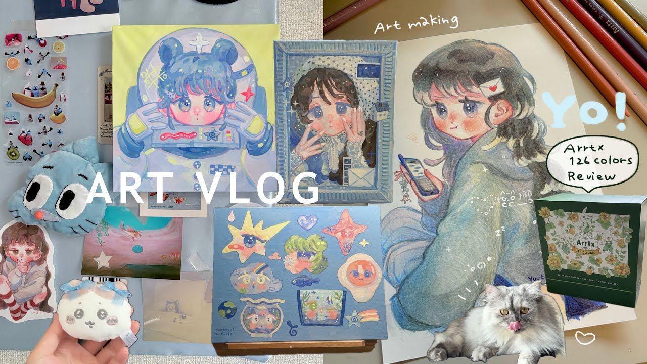 𝗔𝗿𝘁 𝘃𝗹𝗼𝗴 最近のお絵描き活動🥧🍮Arrtx色鉛筆レビュー/アクリルガッシュ