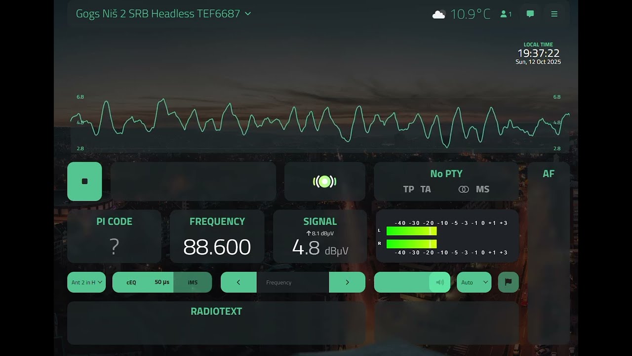 93.3 Makedonsko Radio 1 Štip 178 km 99.7 MR 3 Štip  178 km 101.3 MR3 Veles 169 km  etc ...