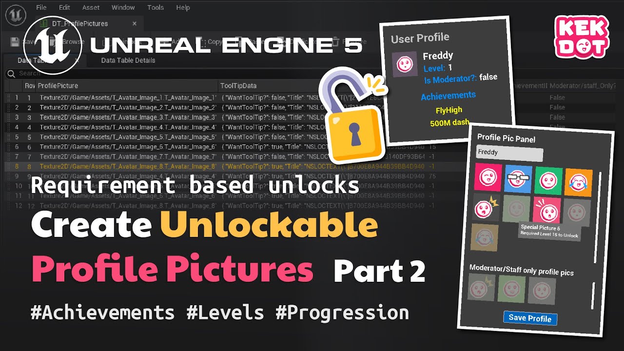 How to Create Unlockable Profile Pictures Part 2 | Achievements/Levels |  Unreal Engine 5 Tutorial