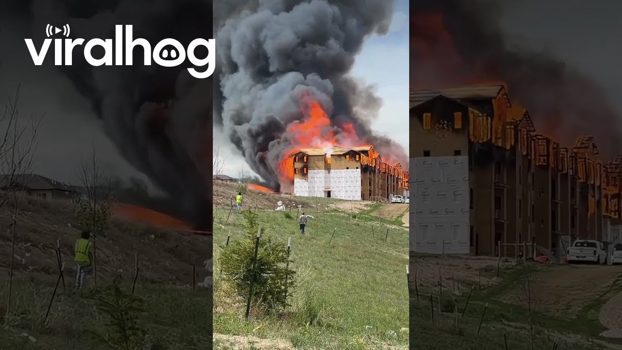 New Construction Fire in Cheyenne, Wyoming || ViralHog