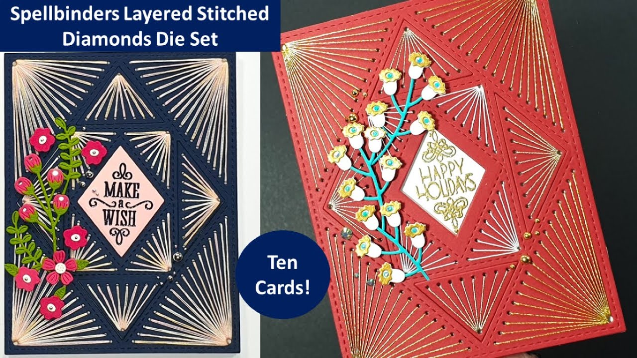 Вырубные штампы Spellbinders Layered Stitched Diamonds | Вырубные штампы | Вырубка | Нитки DMC