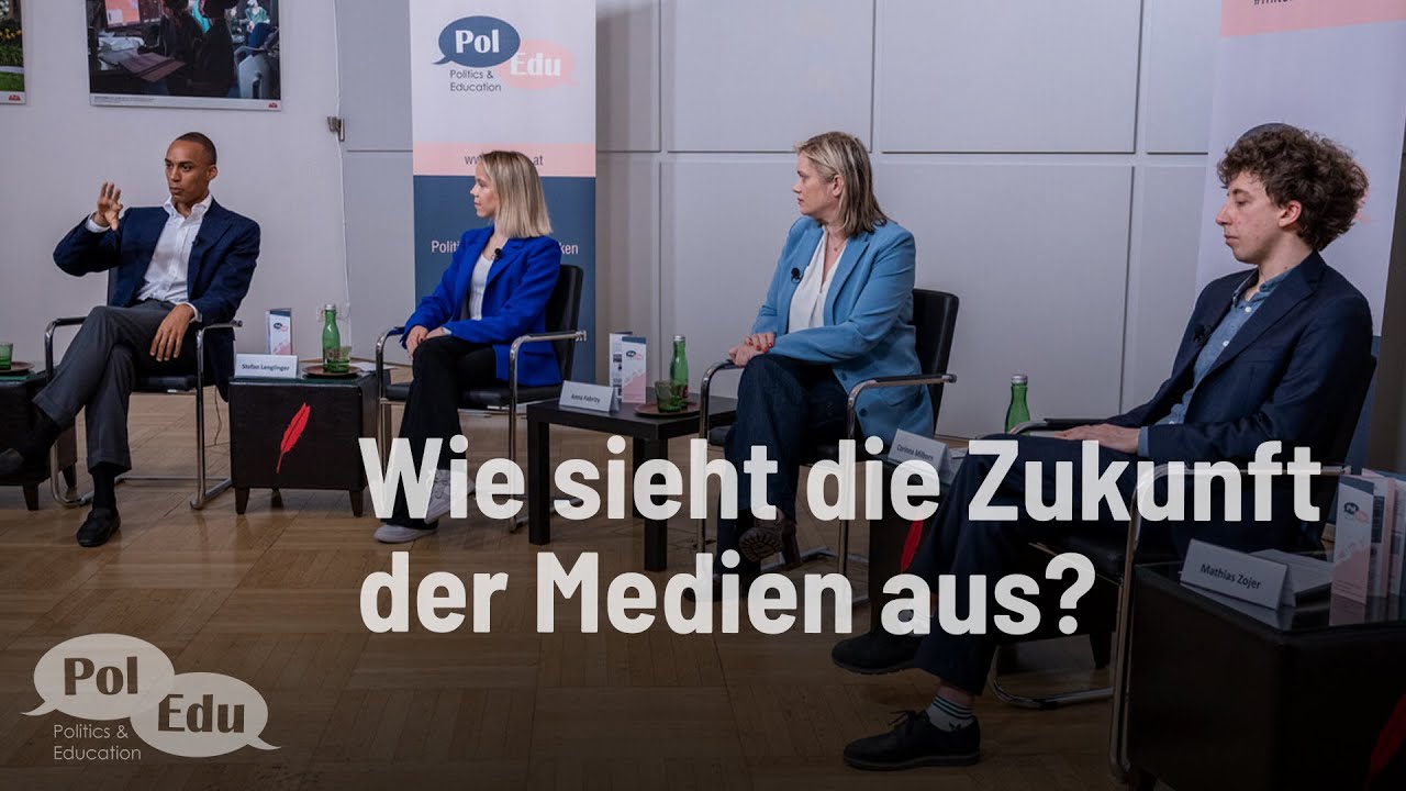 Wie sieht die Zukunft der Medien aus? Stefan Lenglinger (ORF) & Corinna Milborn (PULS 4) bei PolEdu