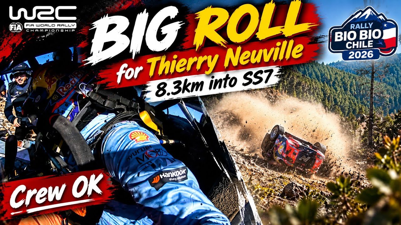 💥 Thierry Neuville BIG CRASH! 😱 Roll in SS7 | Rally Chile Biob&iacute;o 2026