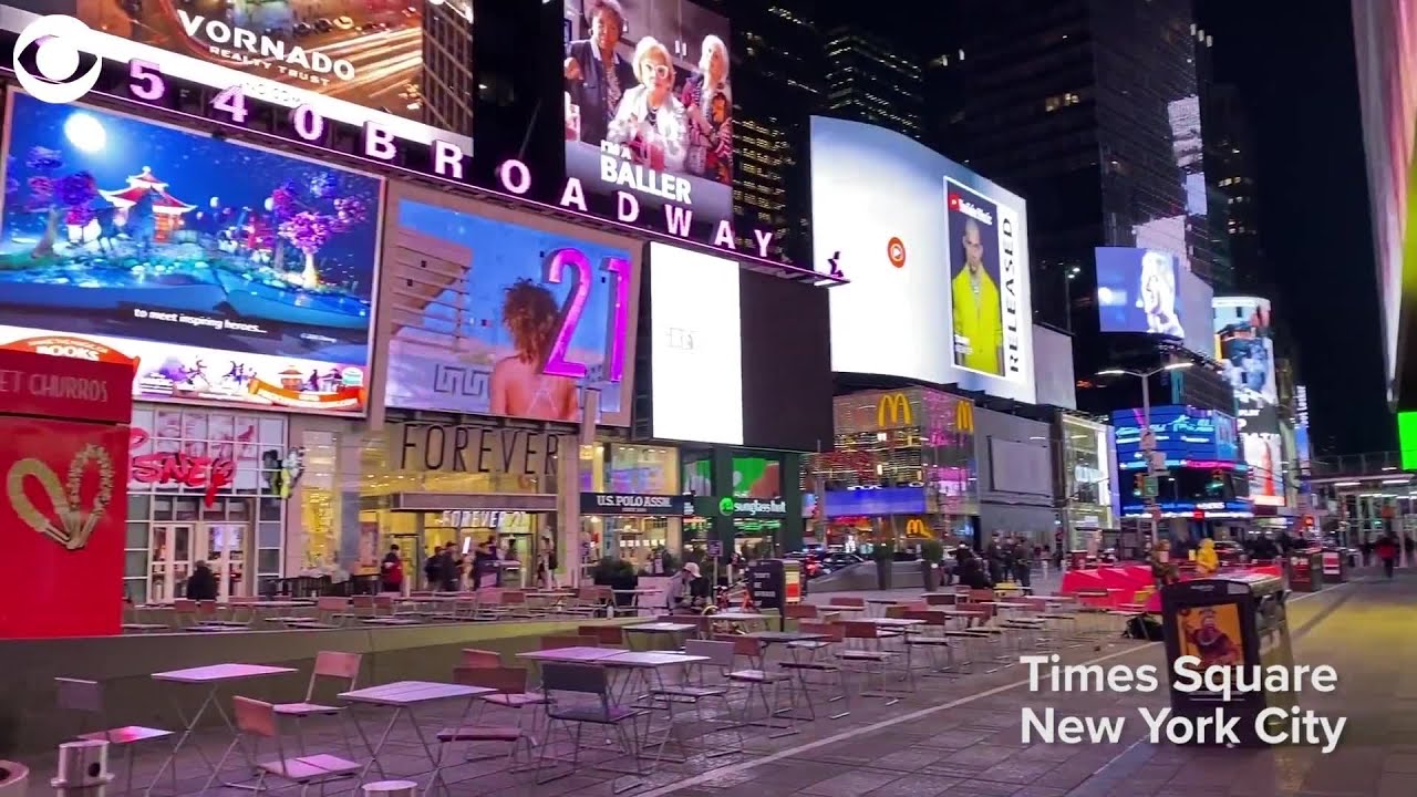 An empty Times Square because of coronavirus precautions