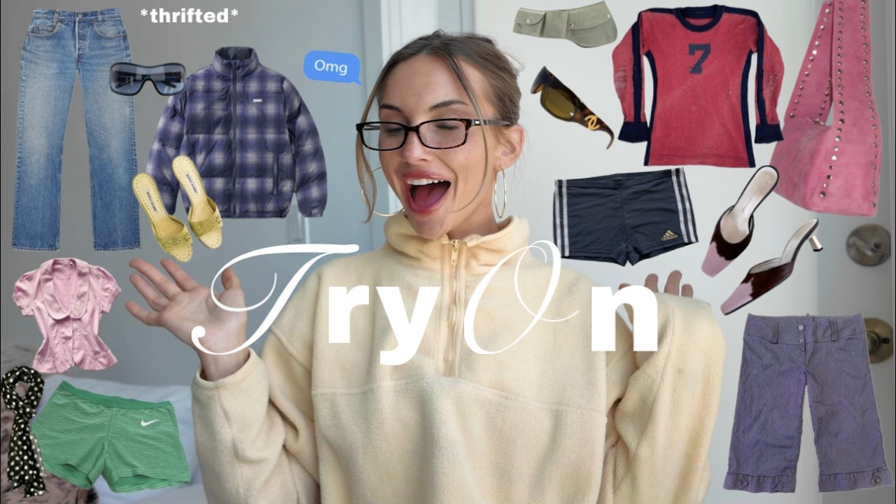 *TRY ON* THRIFT HAUL 🧸ྀི (vintage, 2000s, model off duty inspired, 90s, + more)