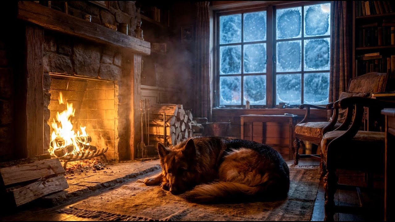 🐶Sleeping Dog by Fireplace 24/7 | Crackling Fire Sounds | Deep Sleep
