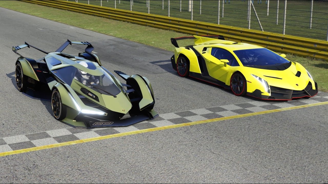 Lamborghini V12 Vision GT vs Lamborghini Veneno at Monza Full Course