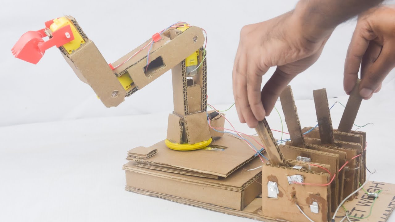 How to Make Geared Motor JCB Out of card board || How to make Robot Arm easily at home