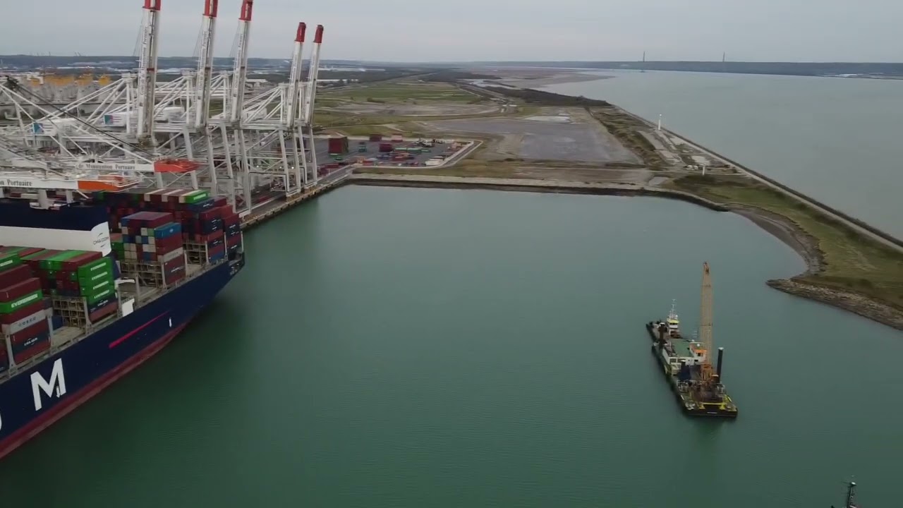 Le Havre port, France aerial view