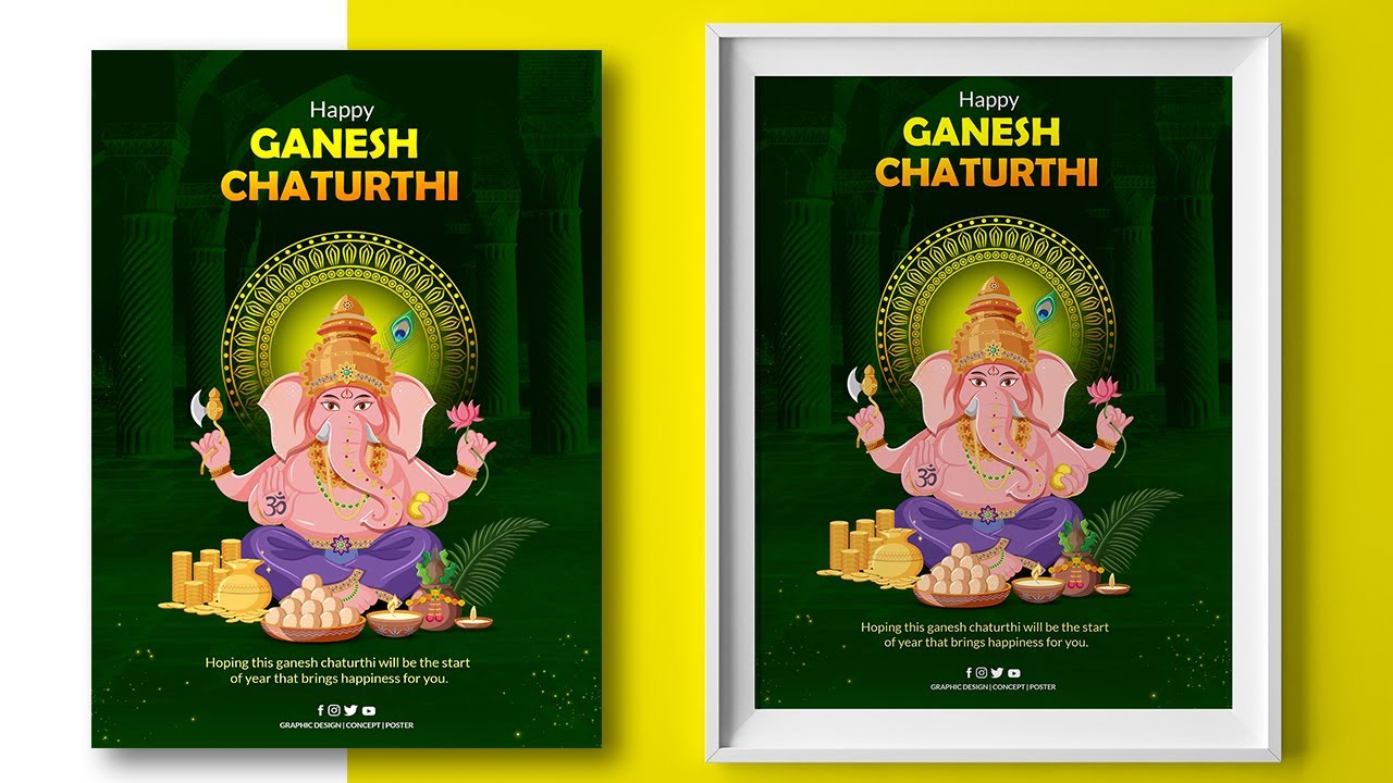 Ganesh Chaturthi Poster Design in Photoshop | Ganesh Chaturthi Banner Design | Flyer design
