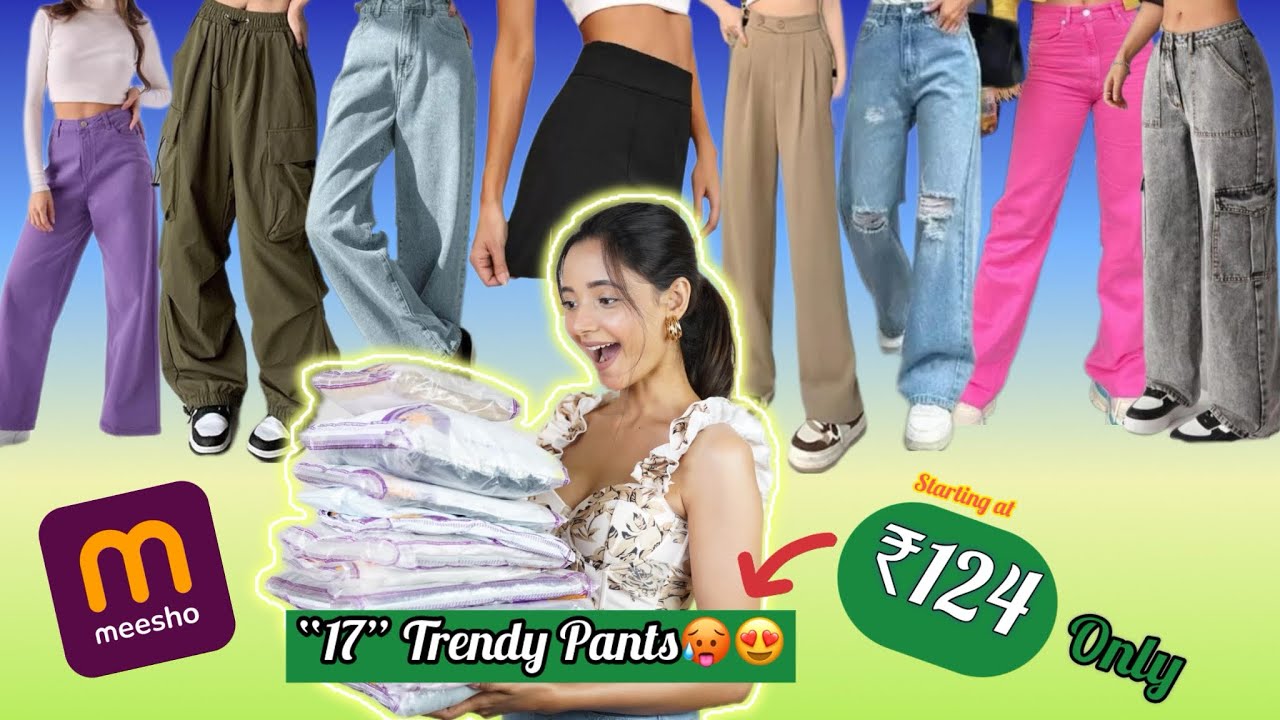 ₹214 main Trendy Pants from Meesho🤯😍 | Meesho huge pants haul🤩❤️ #meesho #pants #bottomwearhaul