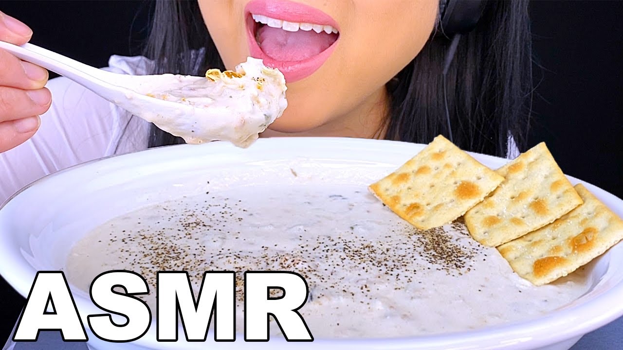 ASMR CLAM CHOWDER and CRACKERS MUKBANG Eating Sounds (Eating Show) ASMR Phan