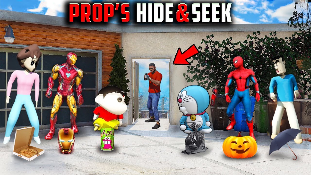 Franklin & Shin Chan Playing New ‘Prop’ Hide & Seek With Parents And Avengers Gta 5 Telugu