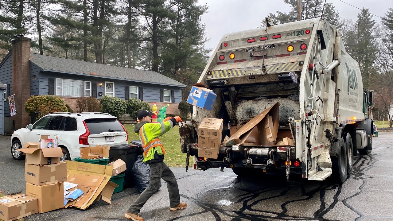JRM Garbage Truck Flying Through Heavy Post Xmas Recycling