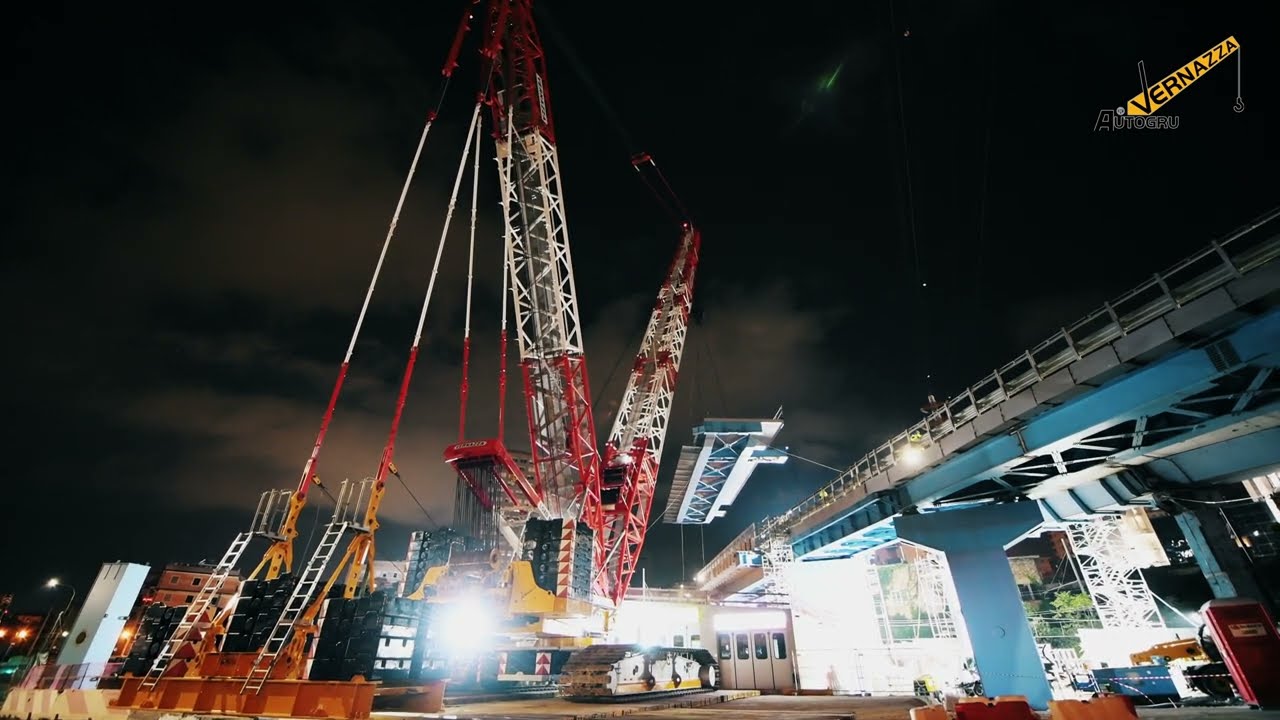 Demag CC3800-1, rimozione di un cavalcaferrovia e varo di una nuova struttura in acciaio