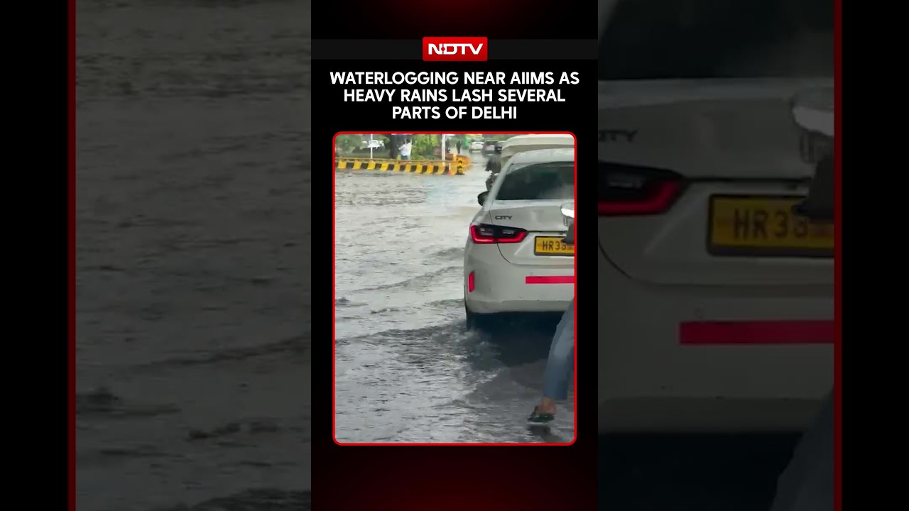 Delhi NCR News | Waterlogging Outside AIIMS As Heavy Rains Lash Several Parts Of Delhi