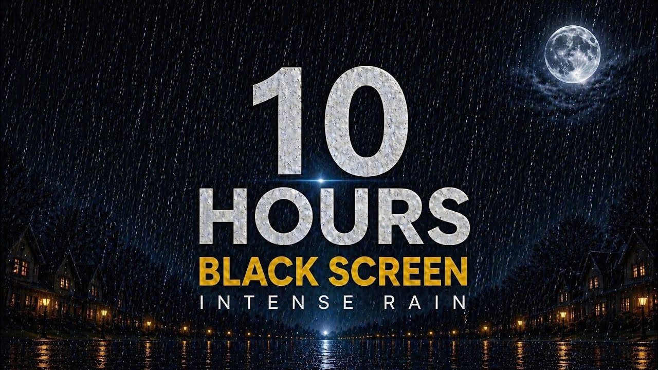 10 Hours Intense Rain Sounds 🌧️ Black Screen for Deep Sleep