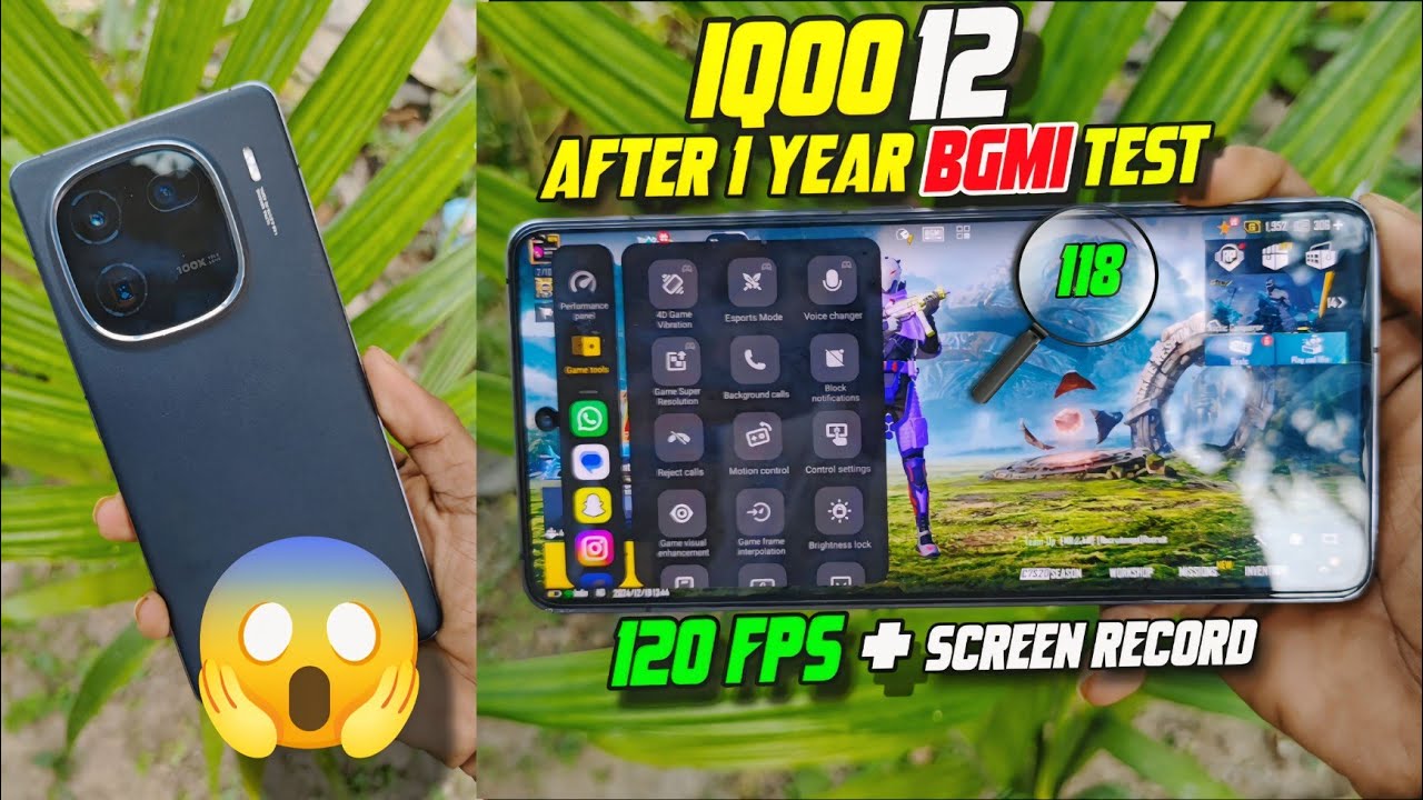 ⚡Iqoo 12 120 fps + screen recording bgmi gaming test After 1 year | Better Than IQOO 13⚡😱