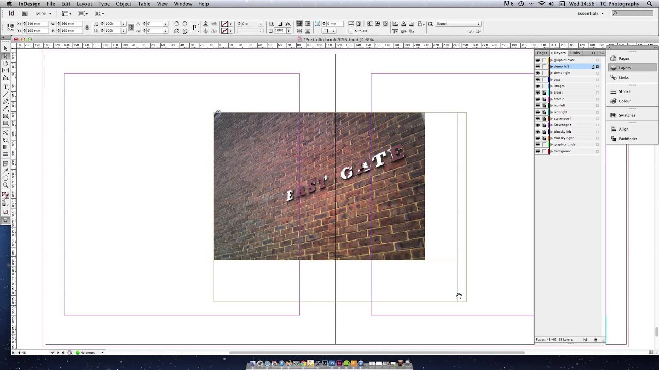 InDesign image across two pages - demo.