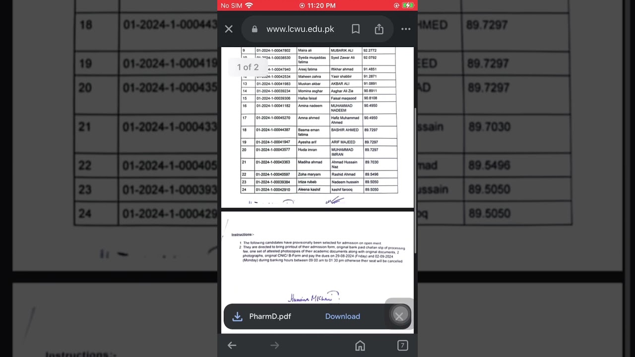 lcwu 2nd merit list | how to view merit list 2024 | admission and challan fee procedure