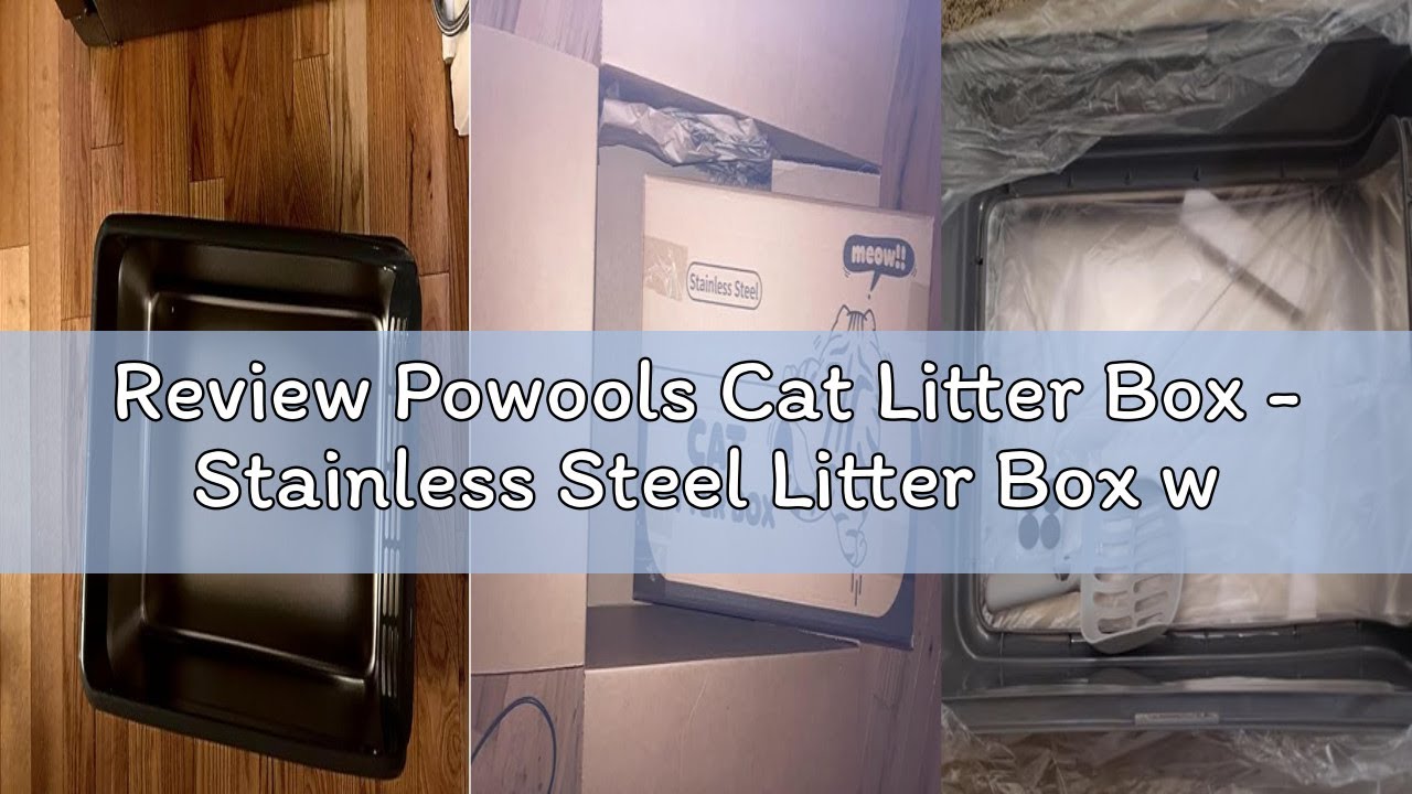 Review Powools Cat Litter Box - Stainless Steel Litter Box with Scatter-Proof Elevated Step Board fo