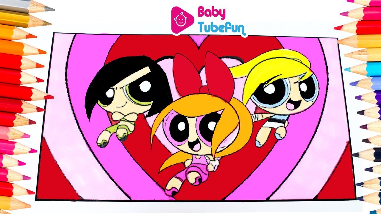 Powerpuff Girls colouring Book Pages Rowdyruff Boys Brick Boomer Butch Blossom Bubbles surprise eggs
