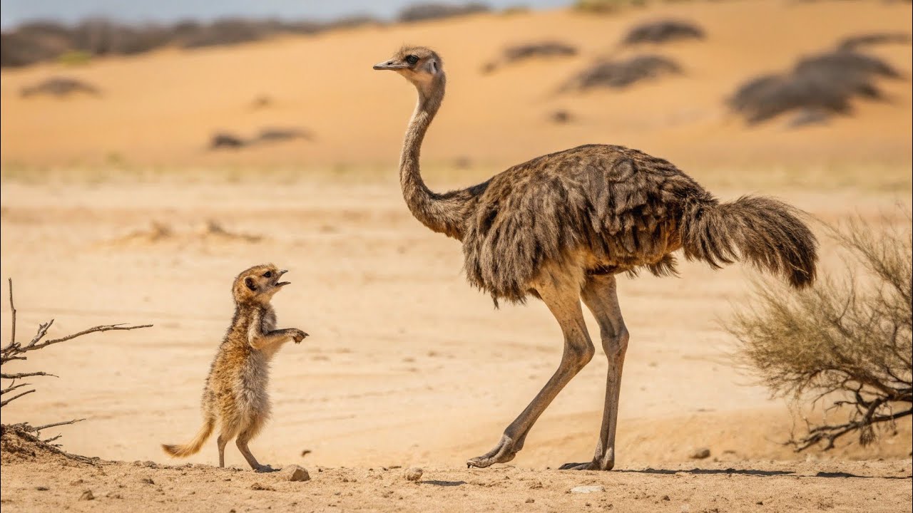 WILD Ostrich Takes on Sassy Meerkat? 