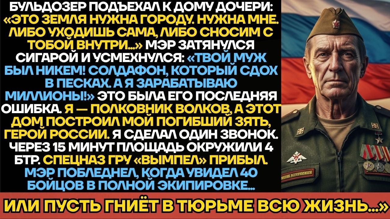 Мэр Хотел Снести Дом Вдовы Героя Бульдозером, Но Не Знал, Что Её Отец — Полковник Армии