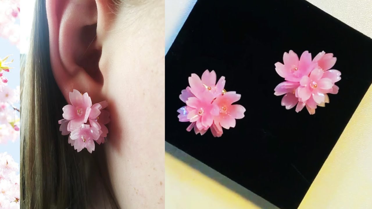 Cherry blossoms earrings shrink plastic tutorial /sakura/DIY/樱花耳环/热缩片