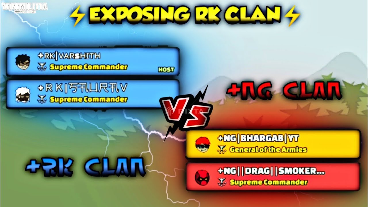 Mini Milita :⚡NG vs RK Clan⚡| Clan War | Exposing RK Clan🔥| FT - 3 (Drag Smoker, Bhargab)