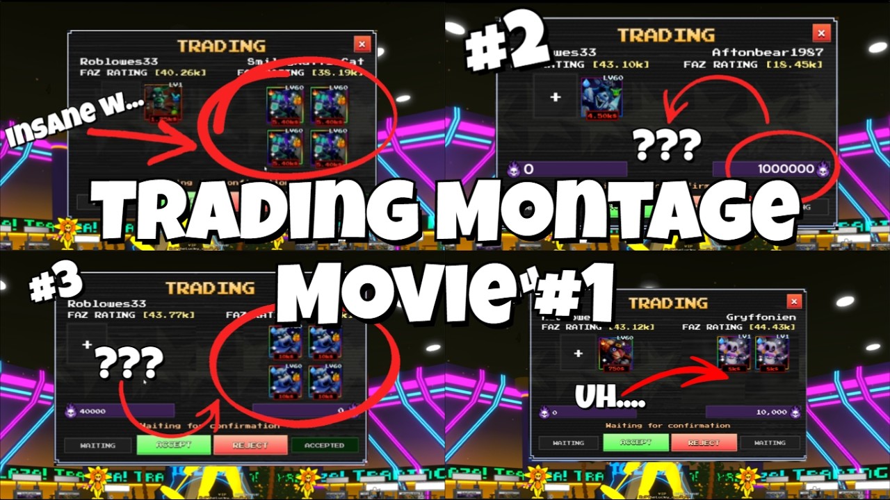 Trading Montage Movie #1 | Montages 1 - 4 | FNTD 2 / Five Nights Tower Defense 2 / Five Nights TD 2