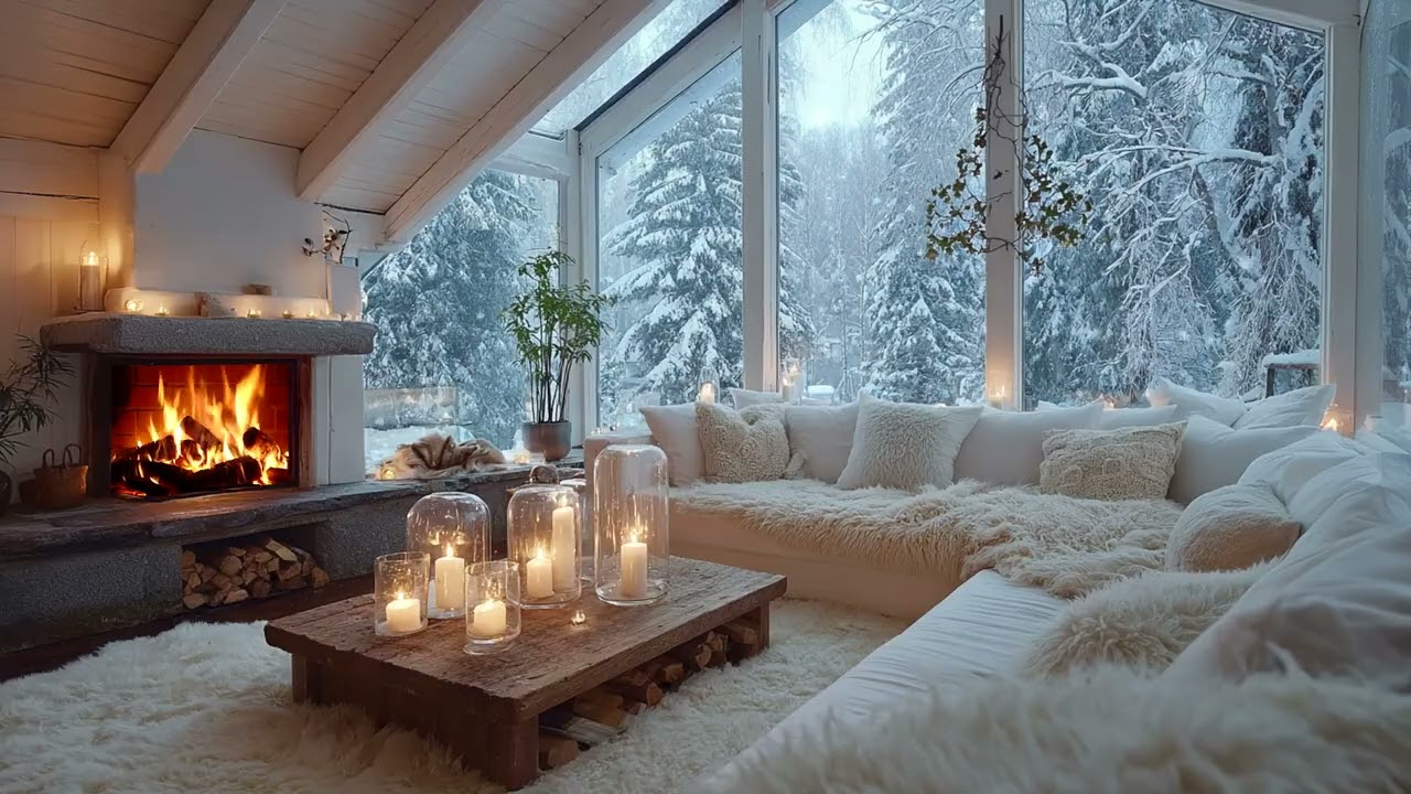 ❄️🎼 Winter White Piano Soundscape with Gentle Fire and Flowers for 3 Hours of Healing Peace