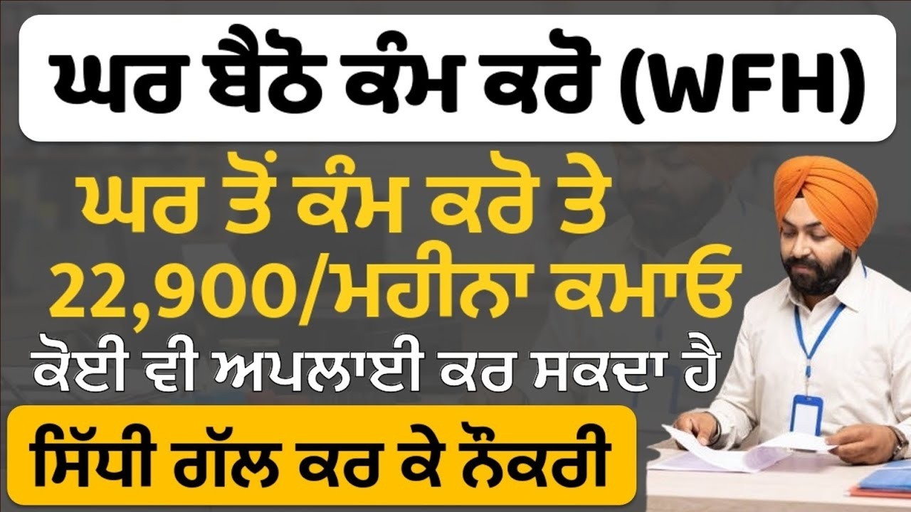 ਘਰ ਬੈਠੇ ਕਮਾਯੋ 24000 / ਮਹੀਨਾ |Punjab Work From Home 2026| Punjab New Jobs  2026