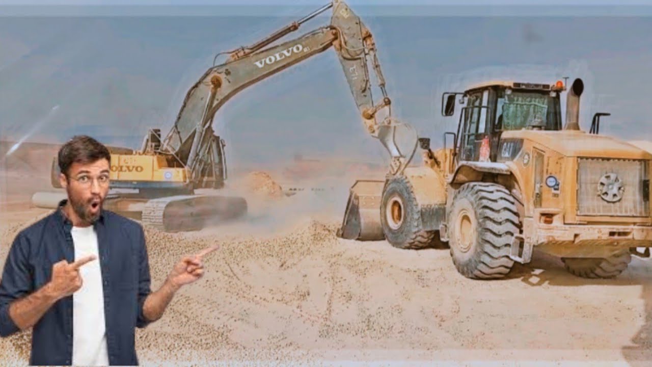 Volvo EC480DL Excavator Pushing Road Material Help With Cat 966 Wheel Loader Amazing Stunt Video #