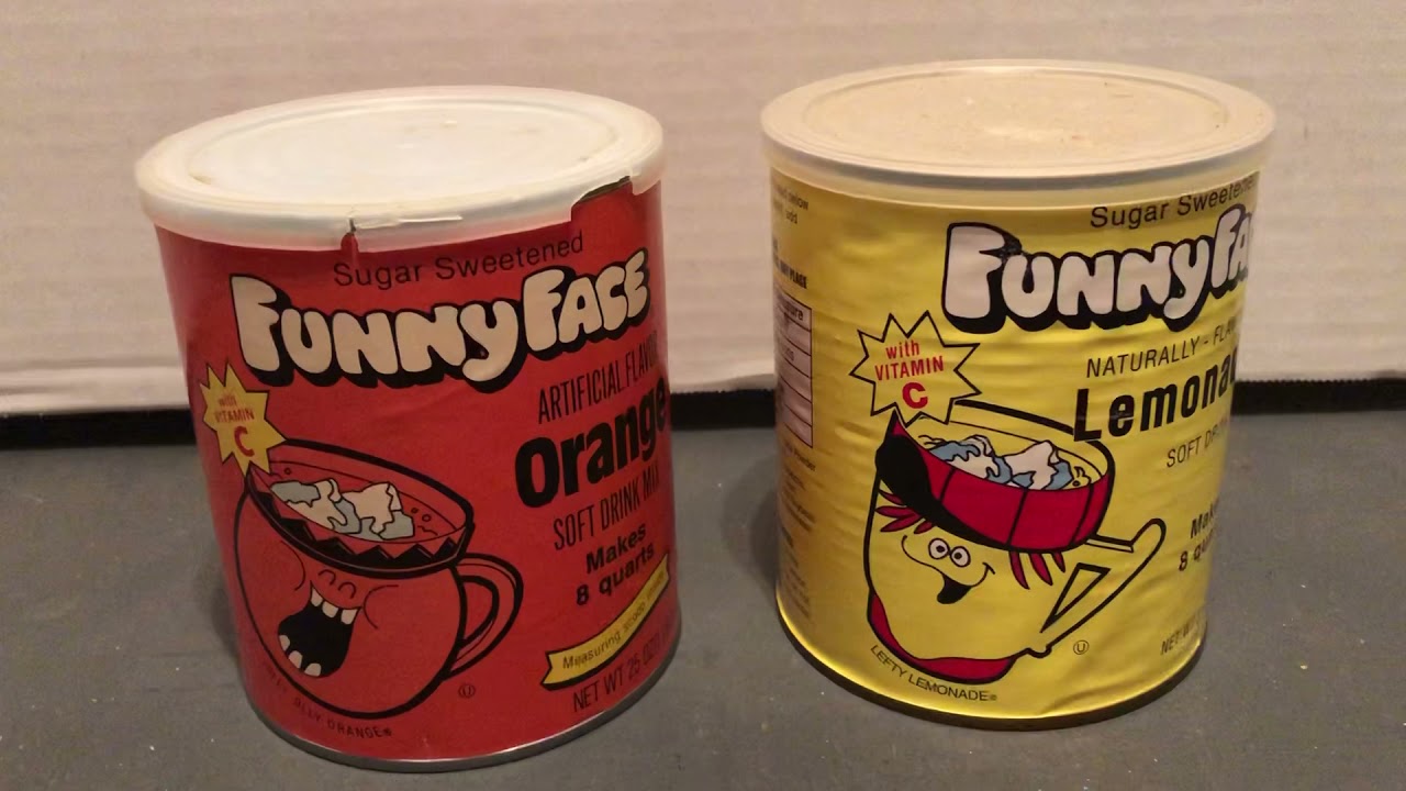 🍊🍋🧃😋 Funny Face Fruit Drink  Jolly Olly Orange  Lefty Lemonade🥤1980's Vintage Beverage collection🍋🍊🧃