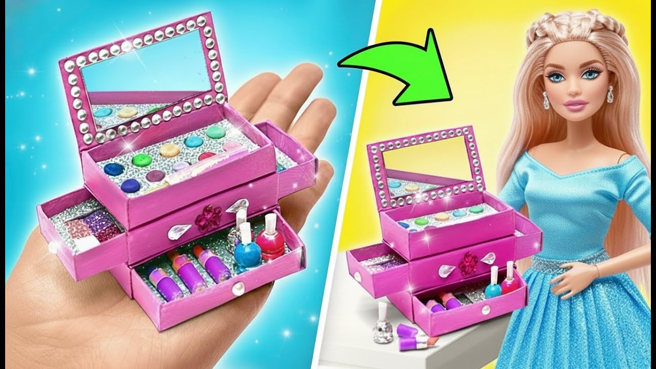 DIY-набор макияжа для Барби! 💄🎀 Креативная магия перед шоу