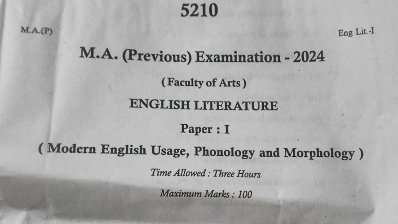 English Literature | अंग्रेजी साहित्य | M.A Previous Year Paper-1 2024 |M.A 1st Year Questions Paper