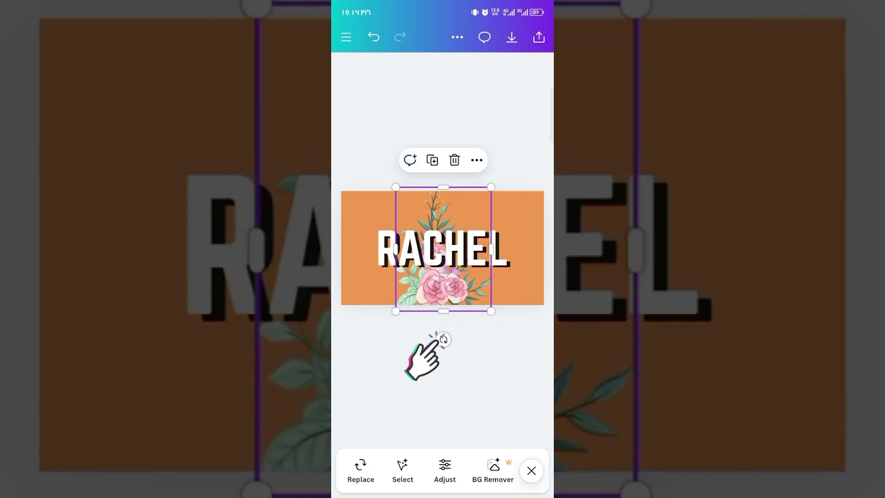 Make a floral text design with your phone using canva 