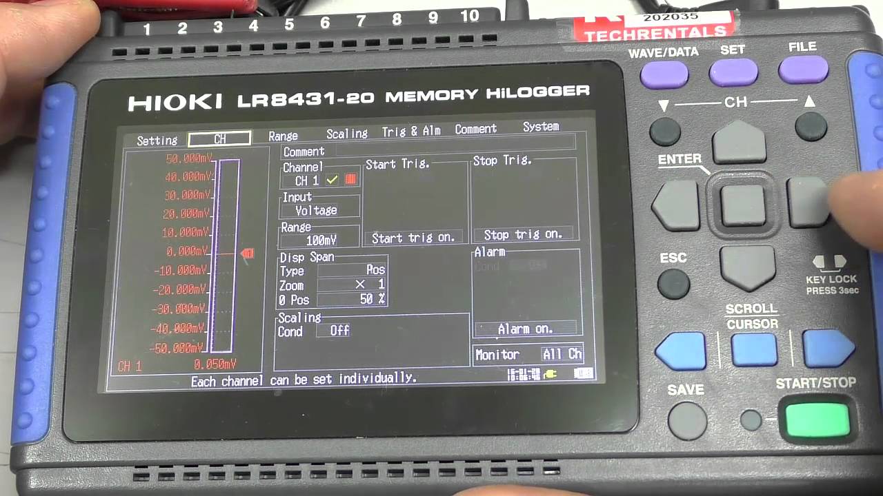Setting Up the Hioki LR8431-20 Memory Logger