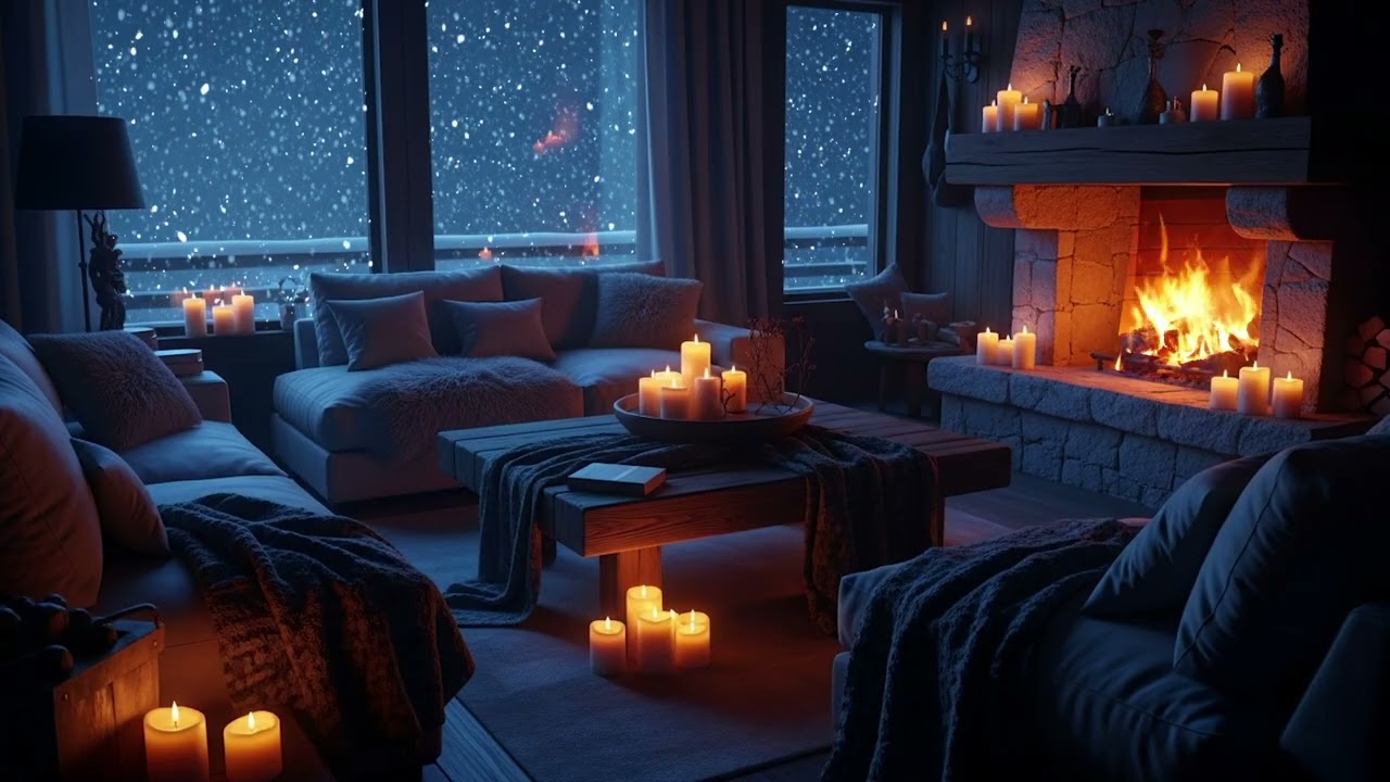 Cozy Night Fireplace Piano | Peaceful Music for Rest & Sleep
