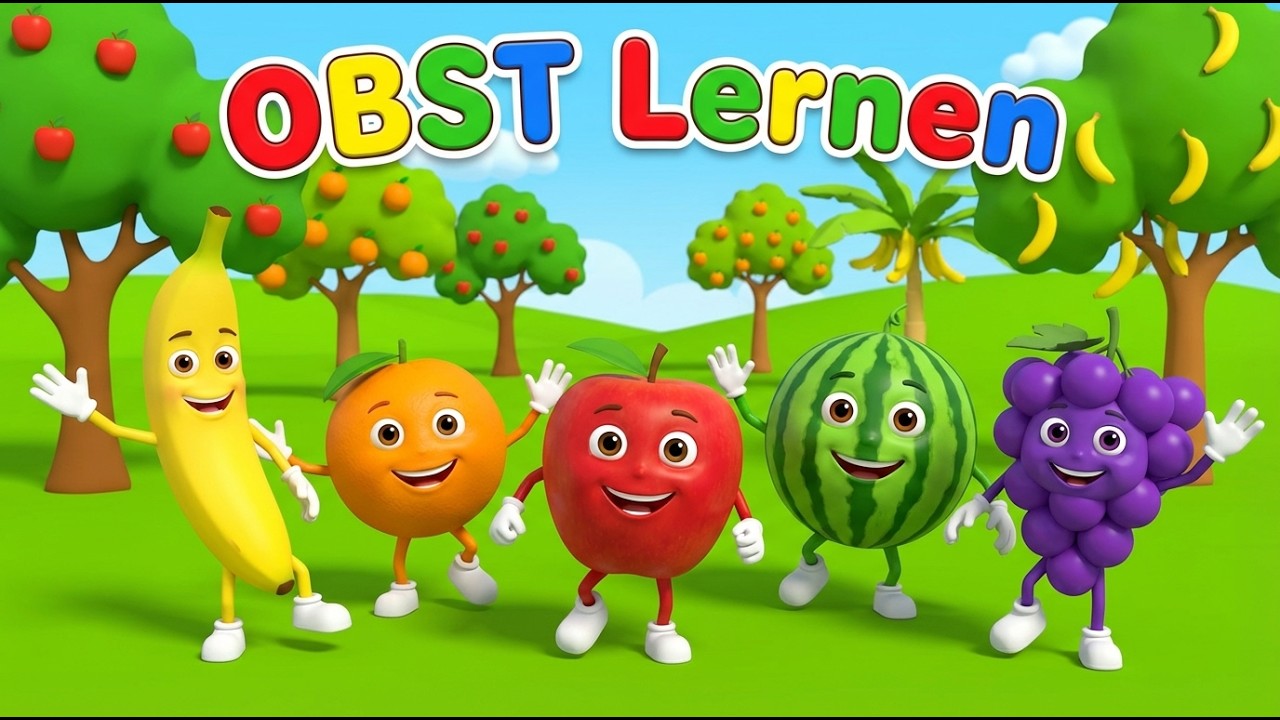 Leckeres Obst für Kinder: Musikvideo zum Lernen 🥭 Deutsch lernen mit Musik - Früchte erkennen