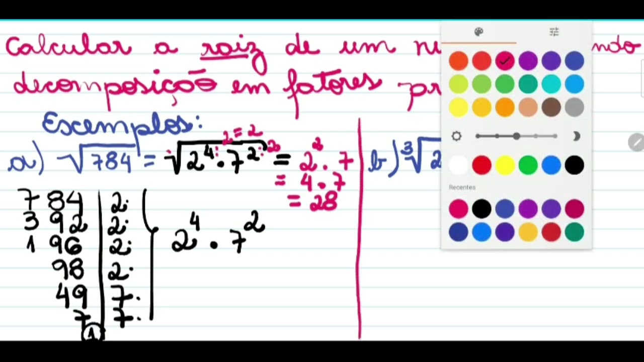 Calcular raiz usando decomposição com números primos