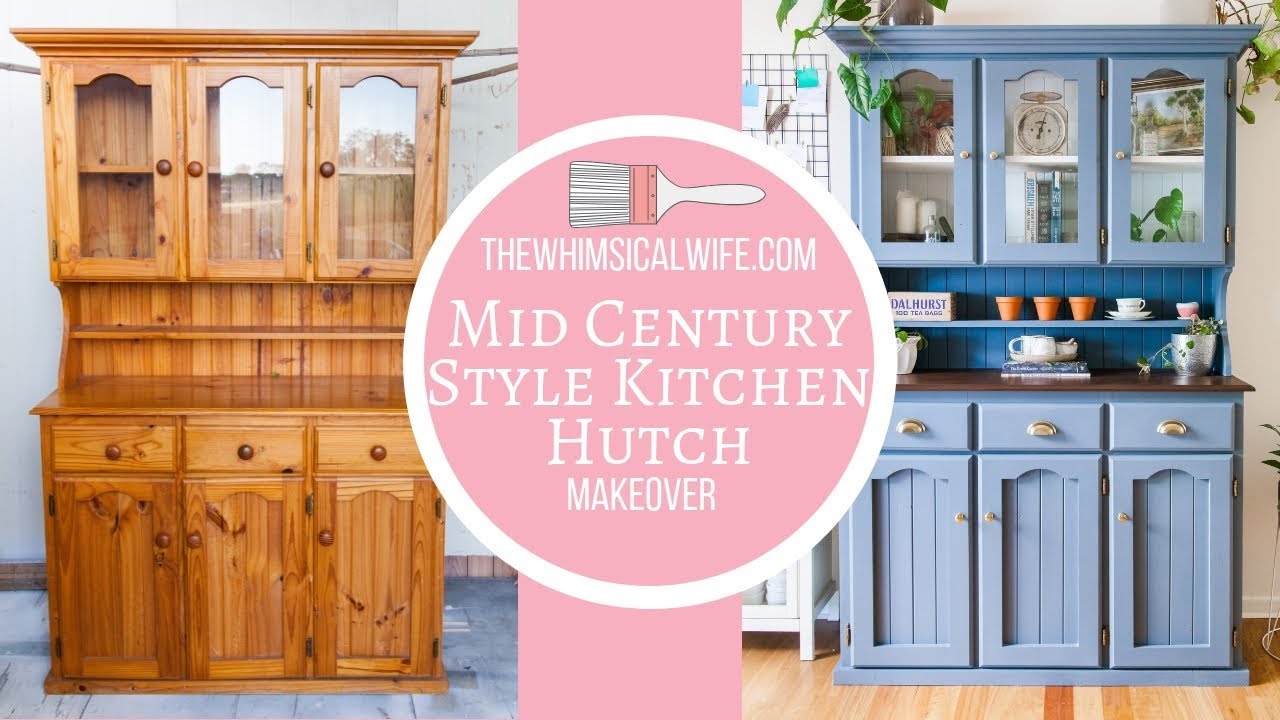 Mid Century Style Kitchen Hutch Makeover