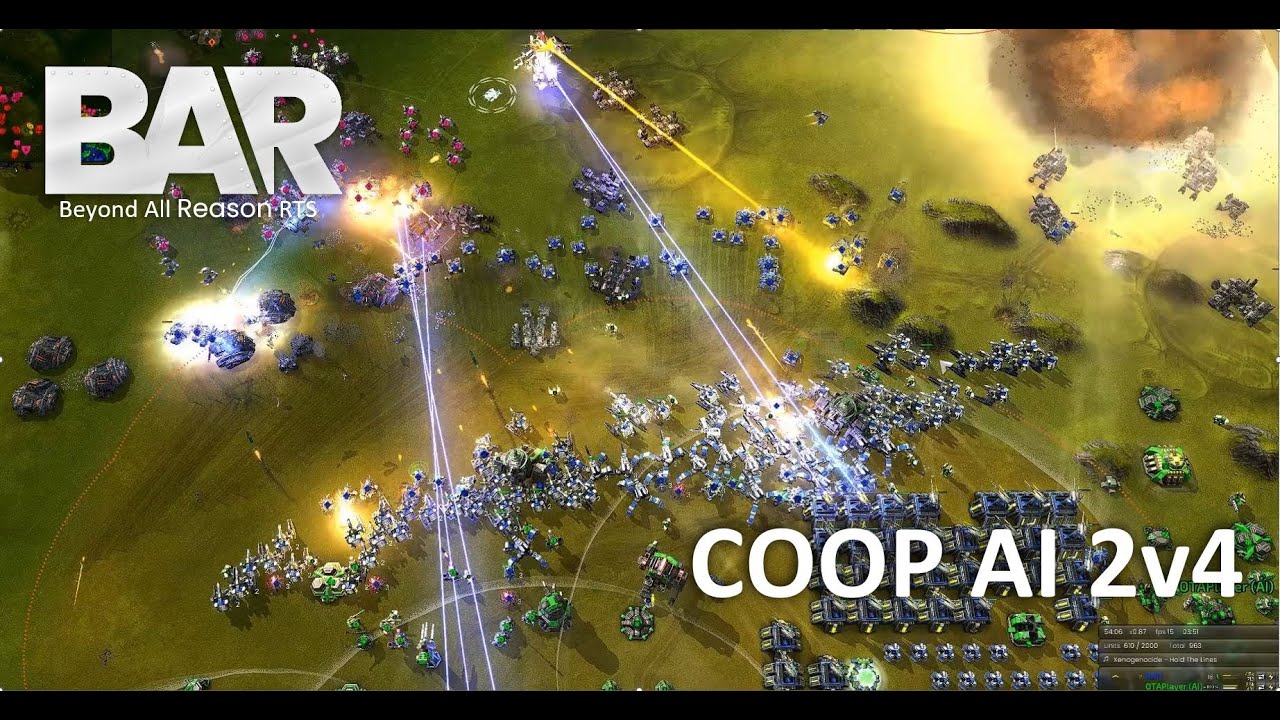 Beyond All Reason AI Coop 2v4 (Hard AI with 100% Resource Bonus) RTS