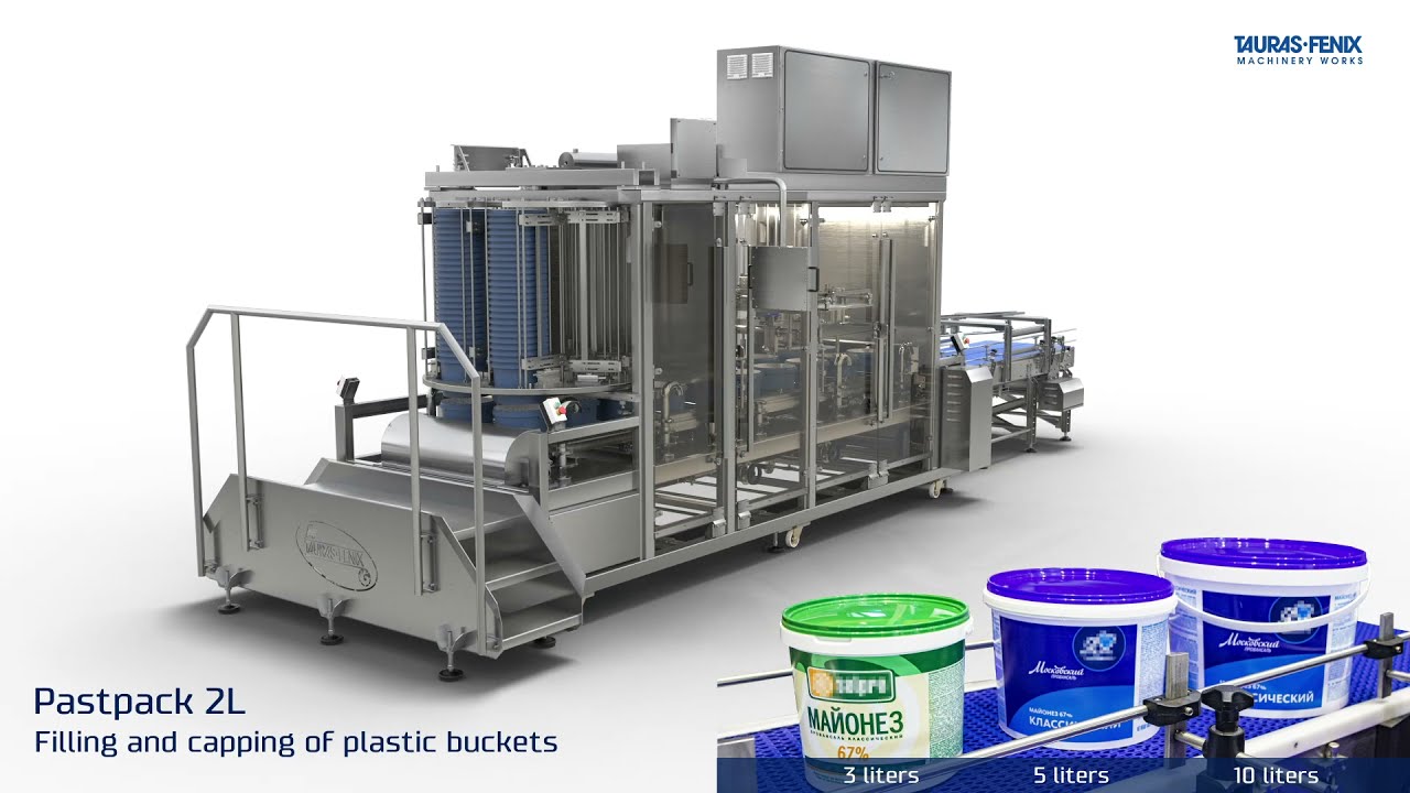 Filling and capping of plastic buckets