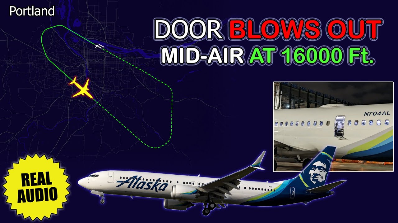 Emergency DOOR BLOWS OUT mid-air. Alaska Boeing 737 MAX 9 returns to Portland. Real ATC